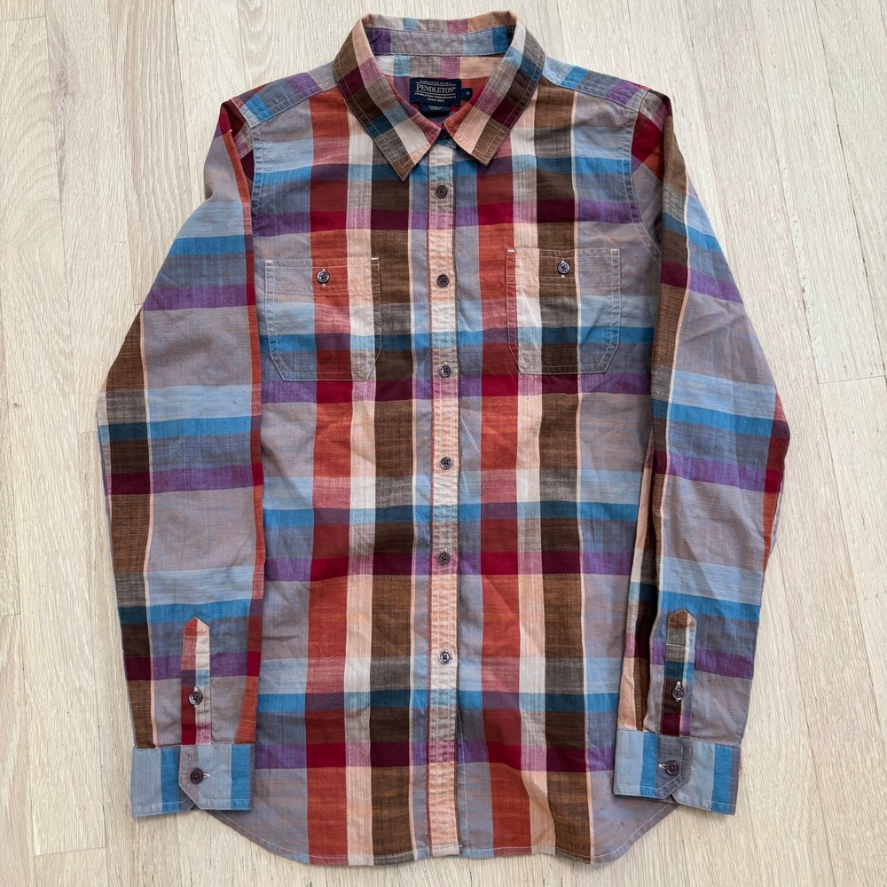 Pendleton Plaid Button Down Shirt Womens S Multicolor Excellent Long Sleeve